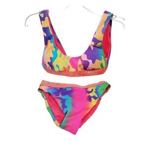 NEW Dippin' Daisy's Revibe Festival Rave Bikini Top XS bottom S Neon Reversible